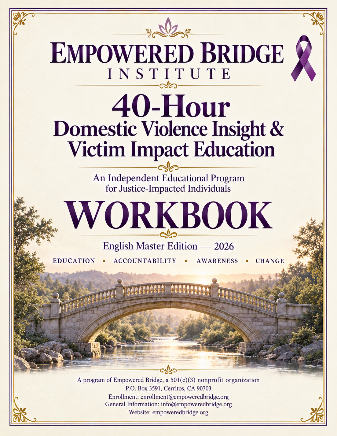 40-Hour Insight & Victim Impact · English workbook cover